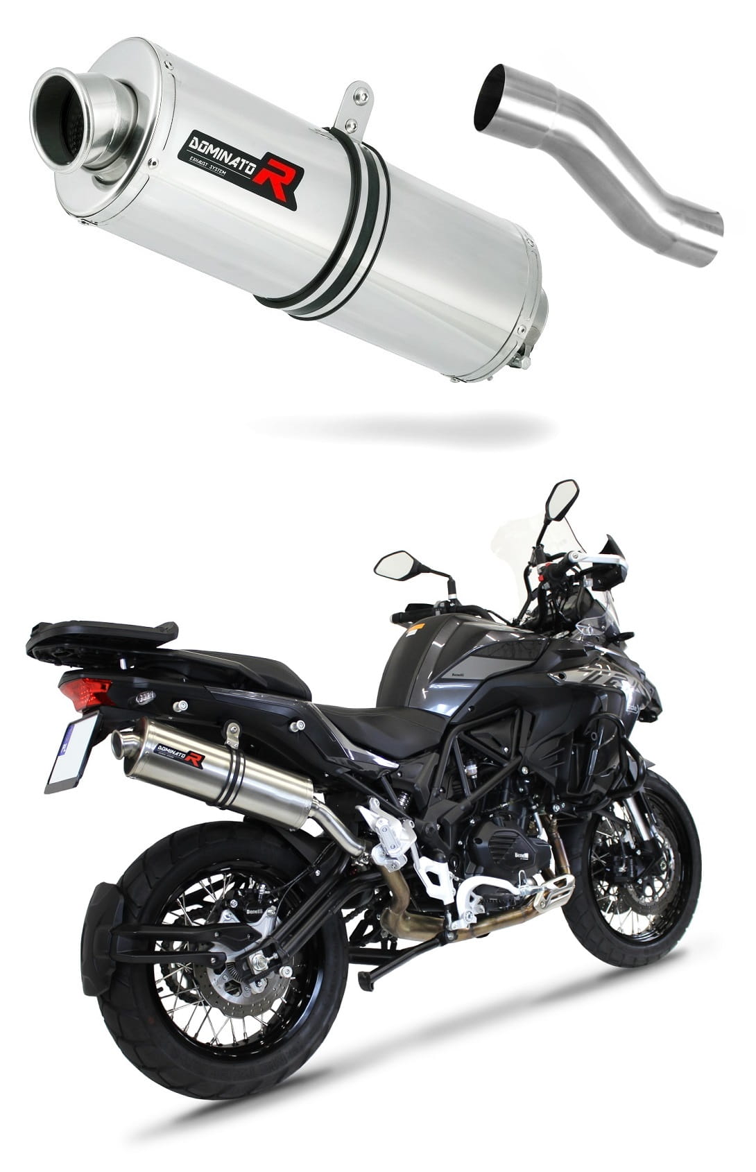 Benelli TRK 502 X 2018 - 2021 Exhaust Silencer Muffler OV + dB killer medium 20 m. - Dominator motociklo duslintuvas