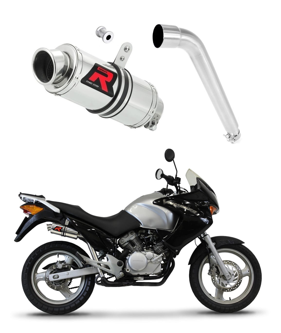 Honda XL 125 V VARADERO 2001 - 2006 Exhaust Silencer Muffler GP1 + dB killer medium 20 m. - Dominator motociklo duslintuvas