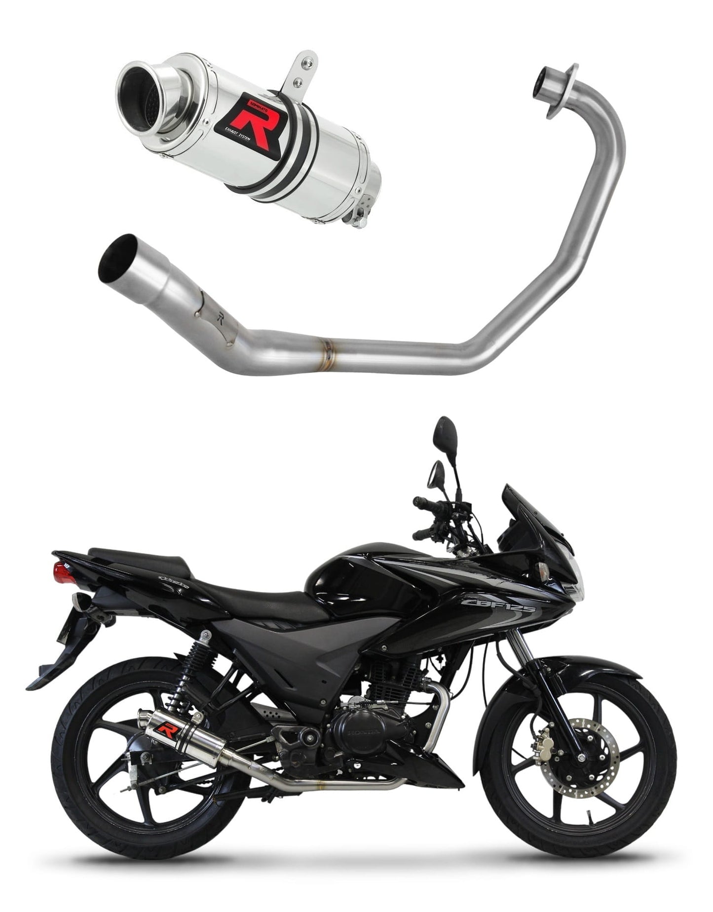 Honda CBF 125 2009 - 2014 Full Exhaust System Collector Silencer GP1 + dB killer medium 20 m. - Dominator motociklo duslintuvas
