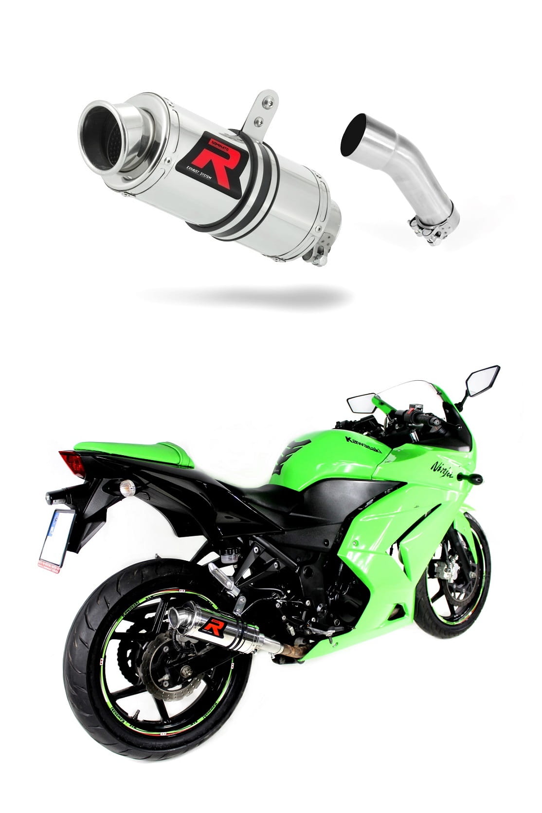 Kawasaki ZX250R 2008 - 2012 Exhaust Silencer Muffler GP1 + dB killer medium 20 m. - Dominator motociklo duslintuvas
