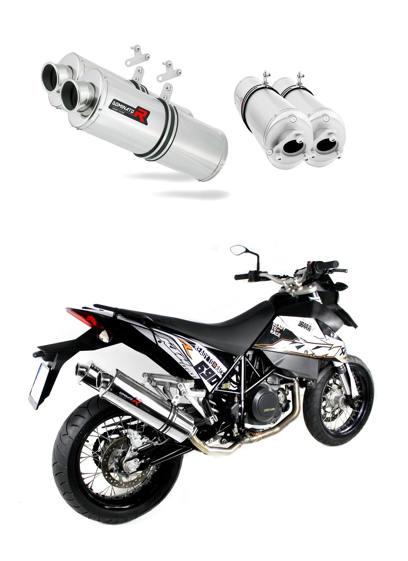 KTM 950 SM Supermoto R 2006 - 2008 Exhaust Silencer Muffler OV + dB killer medium 20 m. - Dominator motociklo duslintuvas
