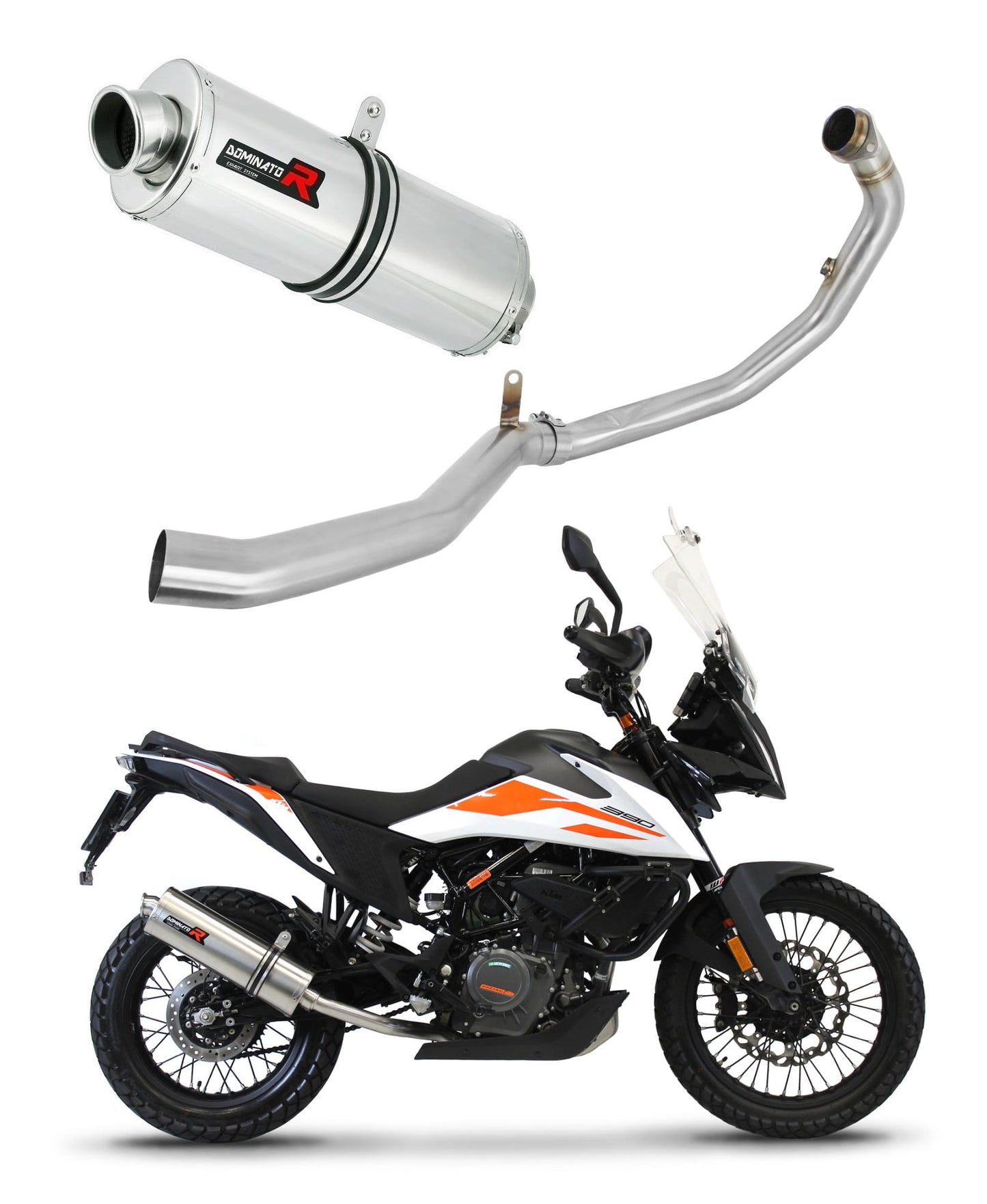 KTM 390 Adventure 2020 - 2024 Full Exhaust System Collector Silencer OV + dB killer medium 20 m. - Dominator motociklo duslintuvas