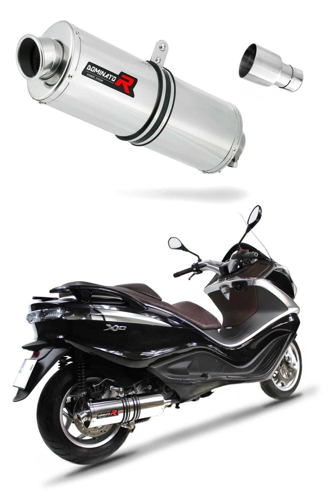 Piaggio X10 125 2012 - 2016 Exhaust Silencer Muffler OV + dB killer medium 20 m. - Dominator motociklo duslintuvas