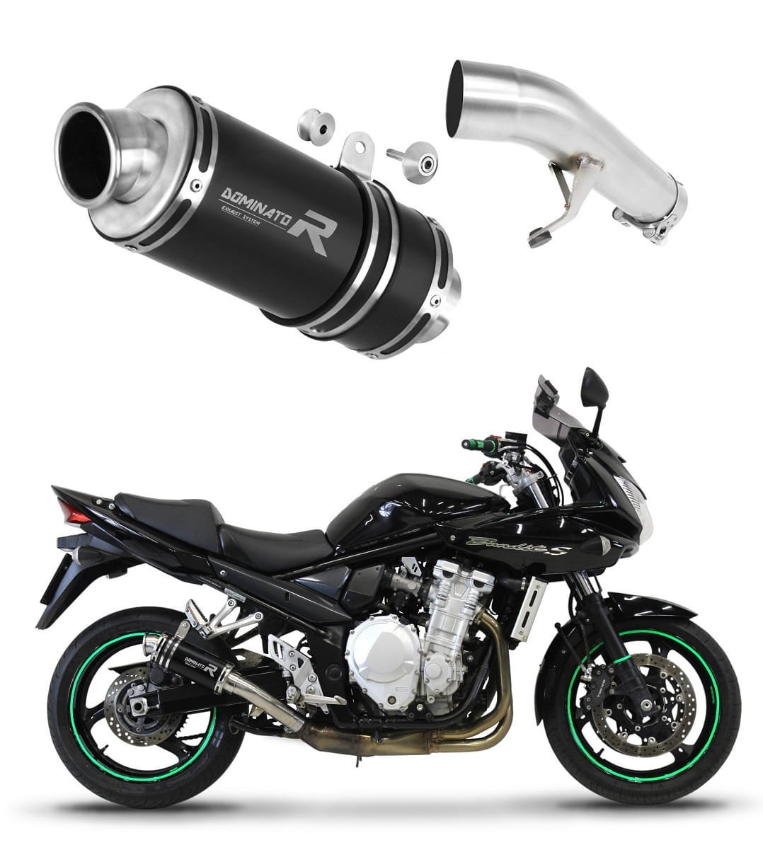 Suzuki GSF 650 BANDIT N / S 2007 - 2016 Exhaust Silencer Muffler GP1 BLACK + dB killer medium 20 m. - Dominator motociklo duslintuvas