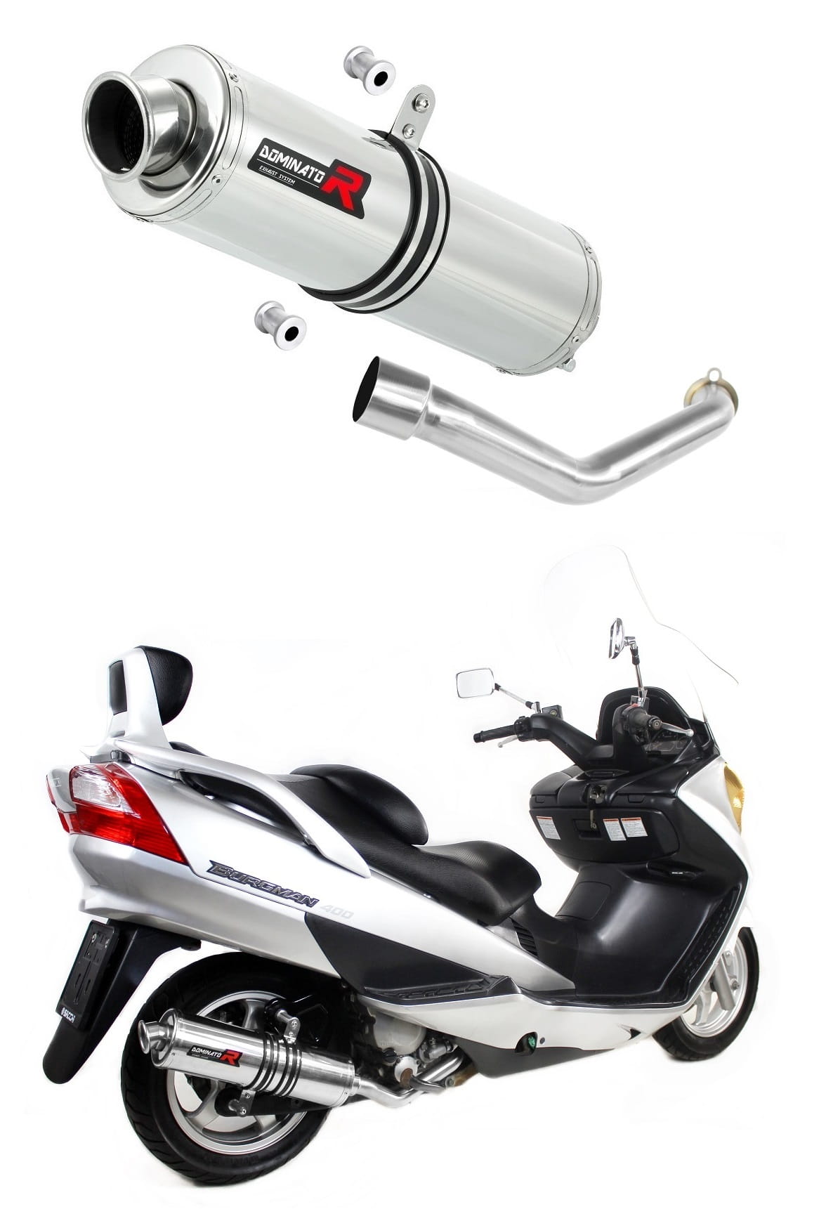 Suzuki BURGMAN 400 2003 - 2006 Exhaust Silencer Muffler ST + dB killer medium 20 m. - Dominator motociklo duslintuvas