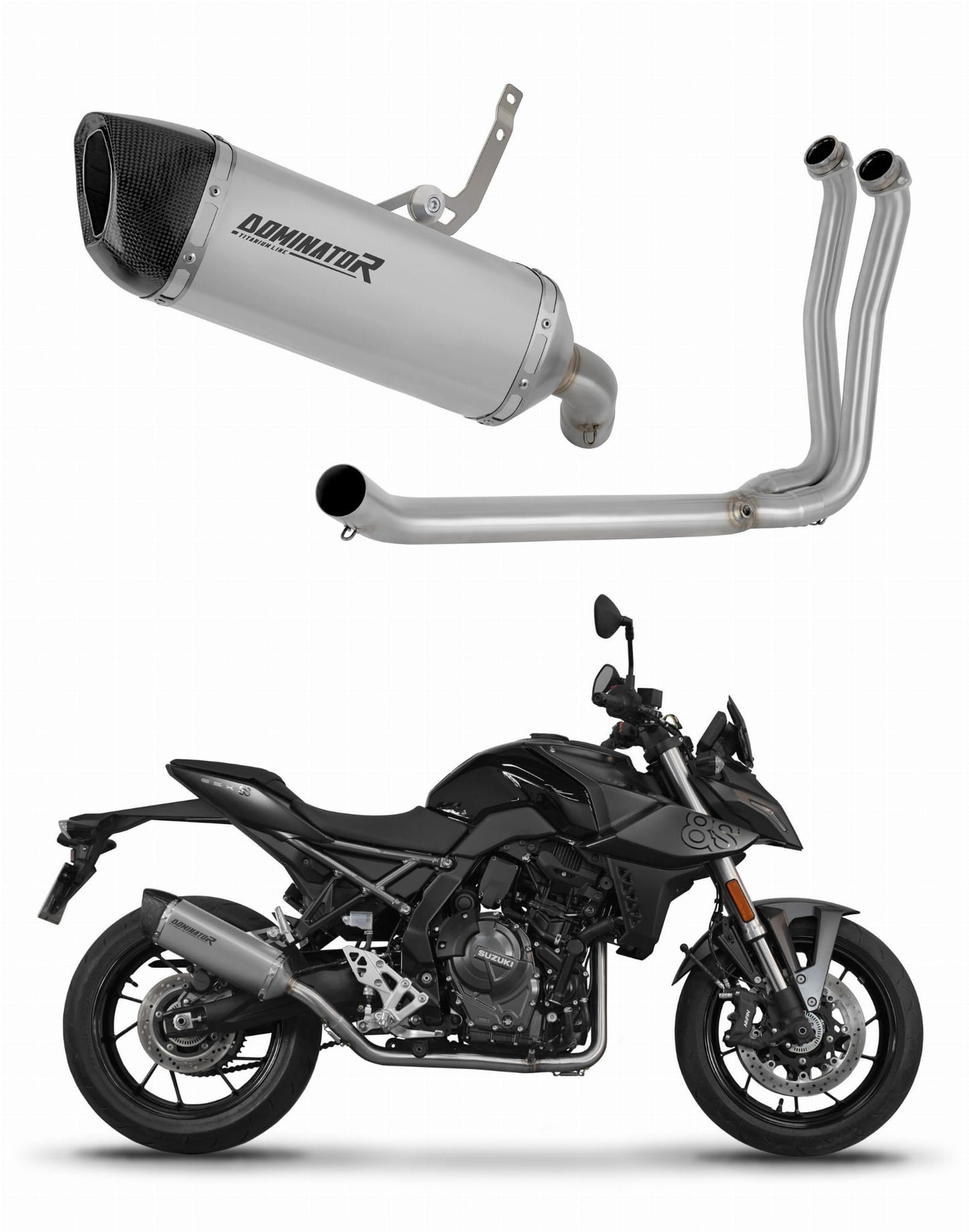 Suzuki GSX-8S / 8R 2022 - 2024 Full Exhaust System Collector Silencer Titanium HP6 + dB killer 20 m. - Dominator motociklo duslintuvas