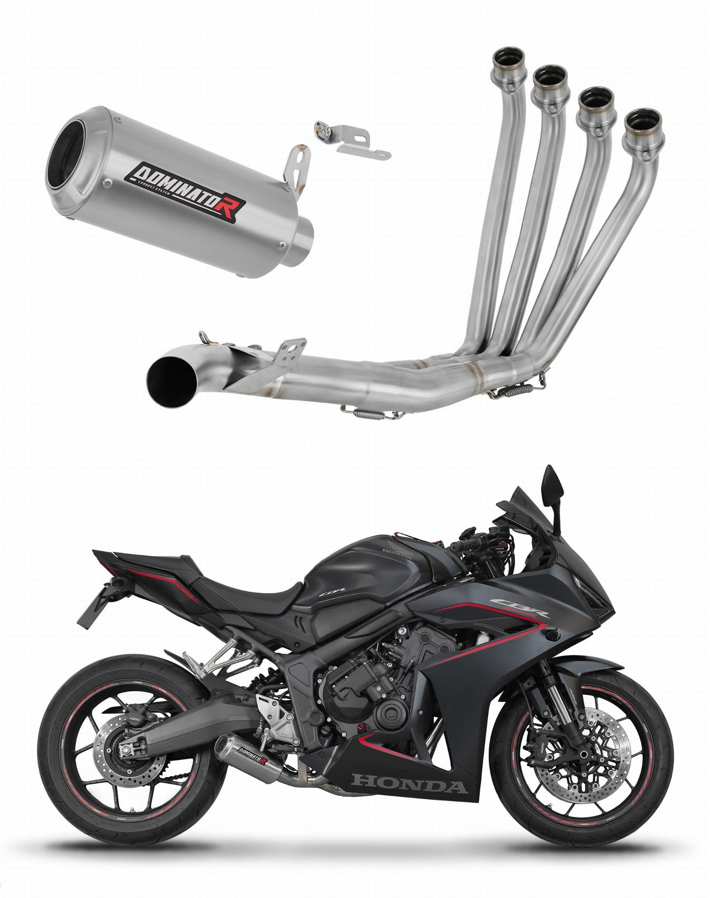 Honda CB 650 R / E-Clutch 2024 - 2025 Full Exhaust System Collector Silencer GP + dB killer 20 m. - Dominator motociklo duslintuvas