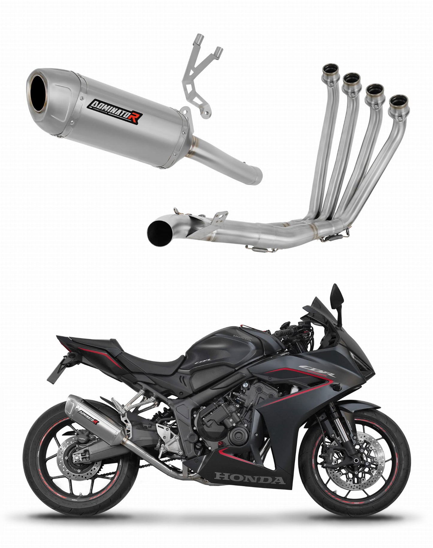Honda CB 650 R / E-Clutch 2024 - 2025 Full Exhaust System Collector Silencer S6 + dB killer 20 m. - Dominator motociklo duslintuvas