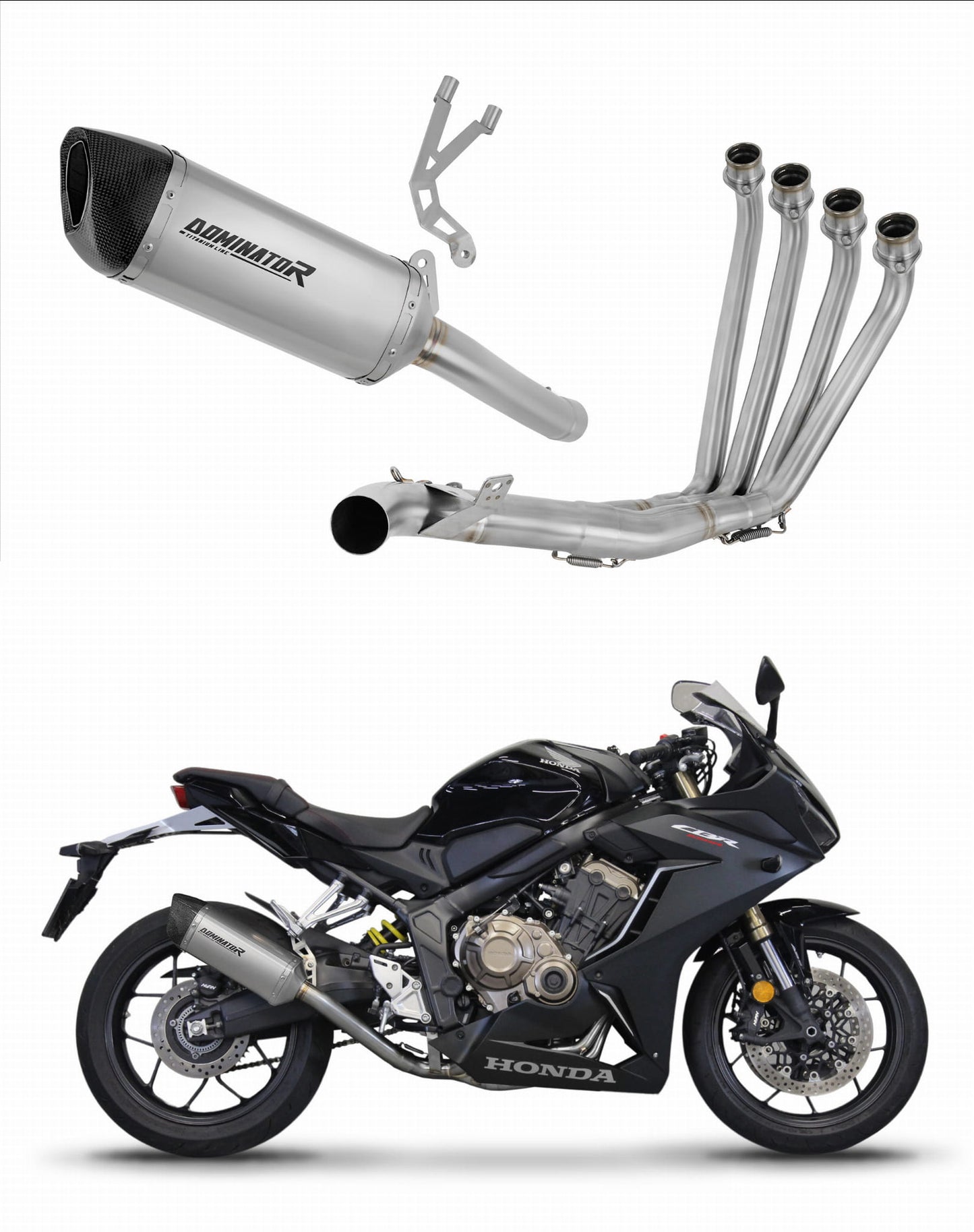 Honda CB 650 R 2019 - 2023 Full Exhaust System Collector Silencer Titanium HP6 + dB killer 20 m. - Dominator motociklo duslintuvas