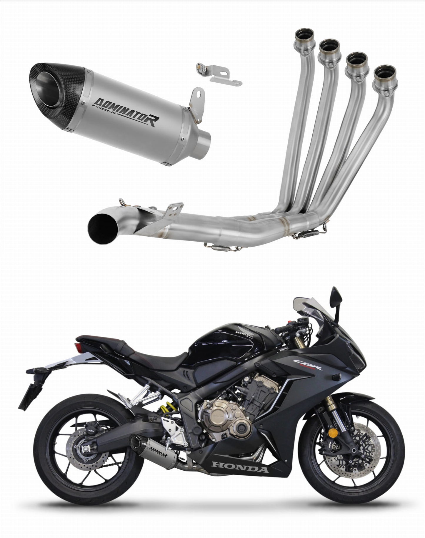 Honda CB 650 R 2019 - 2023 Full Exhaust System Collector Silencer Titanium HP8 + dB killer 20 m. - Dominator motociklo duslintuvas