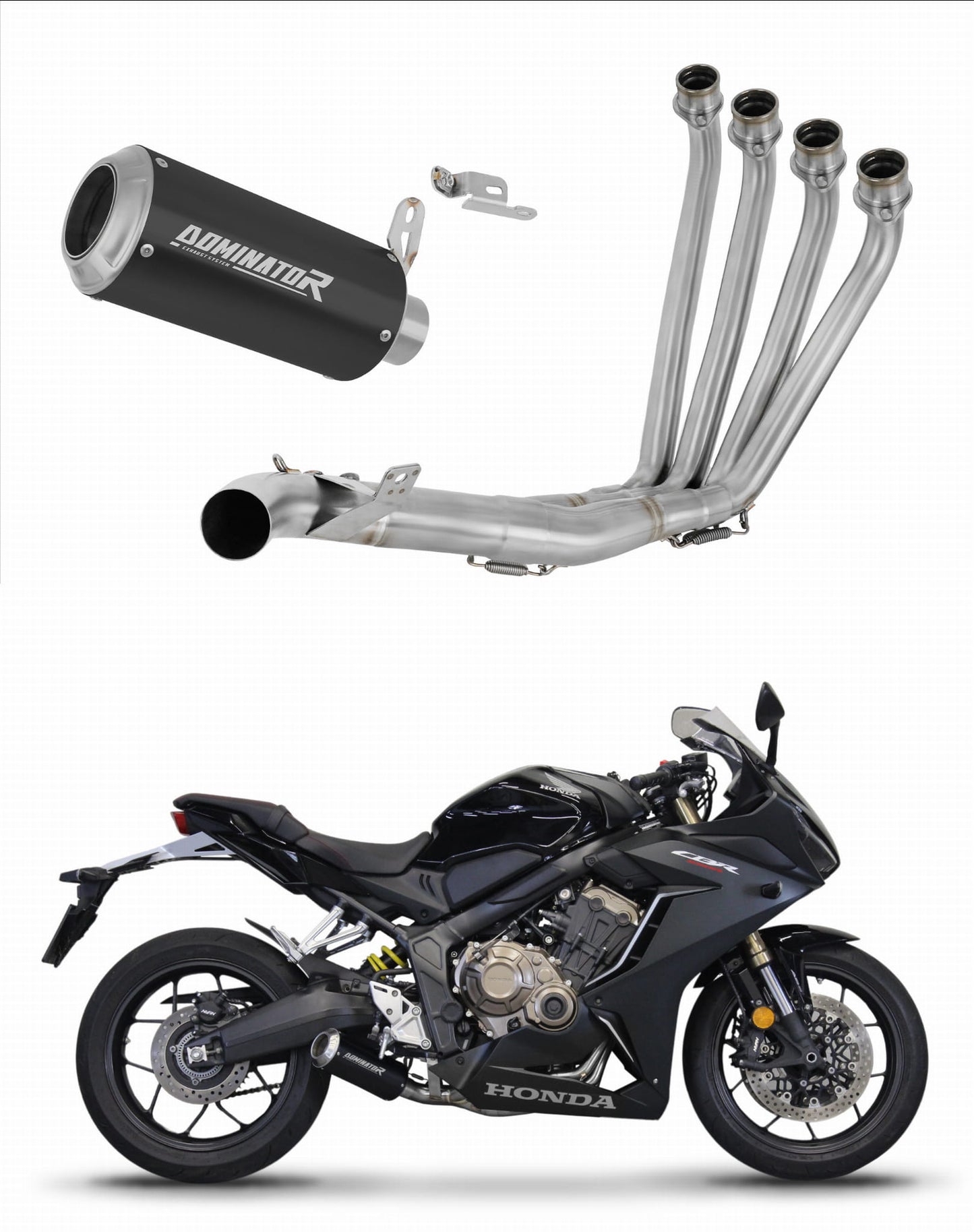 Honda CBR 650 R 2019 - 2023 Full Exhaust System Collector Silencer GP BLACK + dB killer medium 20 m. - Dominator motociklo duslintuvas