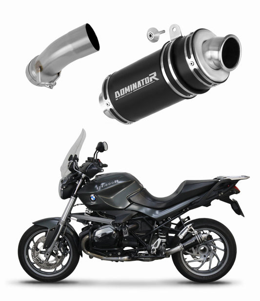 BMW R1200R 2010 - 2014 Exhaust Silencer Muffler GP1 BLACK + dB killer medium 20 m. - Dominator motociklo duslintuvas