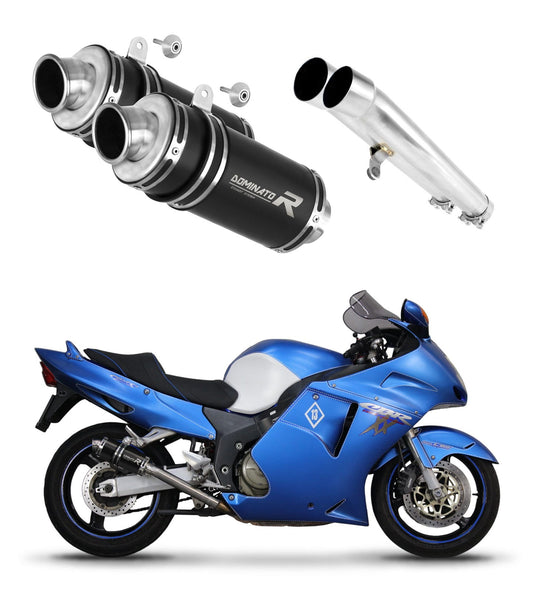 Honda CBR 1100 XX 1996 - 2006 Exhaust Silencer Muffler GP1 BLACK + dB killer medium 19 m. - Dominator motociklo duslintuvas
