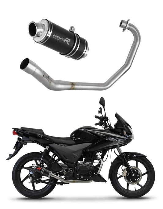 Honda CBF 125 2009 - 2014 Full Exhaust System Collector Silencer GP1 BLACK + dB killer medium 20 m. - Dominator motociklo duslintuvas