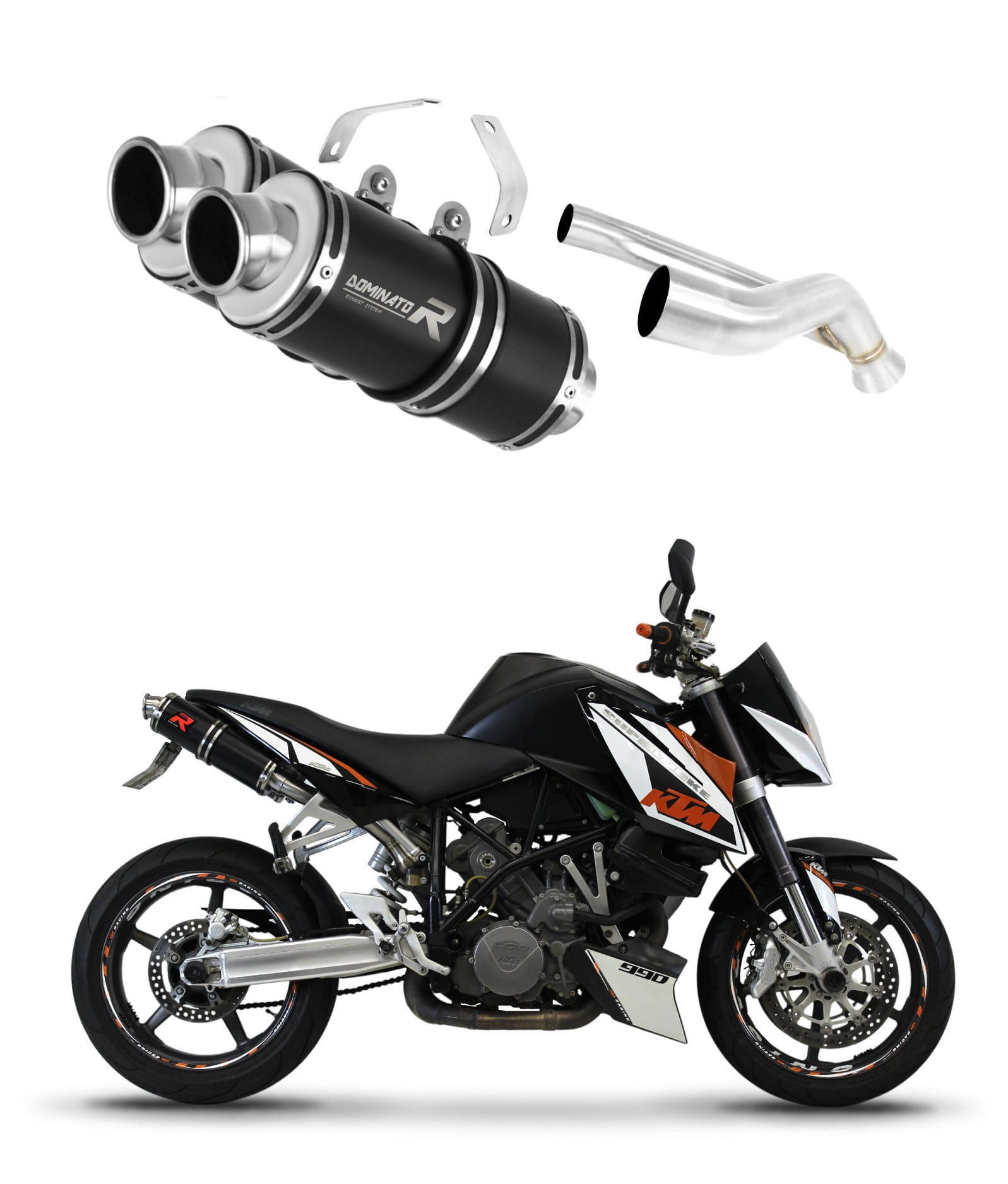 KTM 990 SUPER Duke 2005 - 2013 Exhaust Silencer Muffler GP1 BLACK + dB killer medium 20 m. - Dominator motociklo duslintuvas