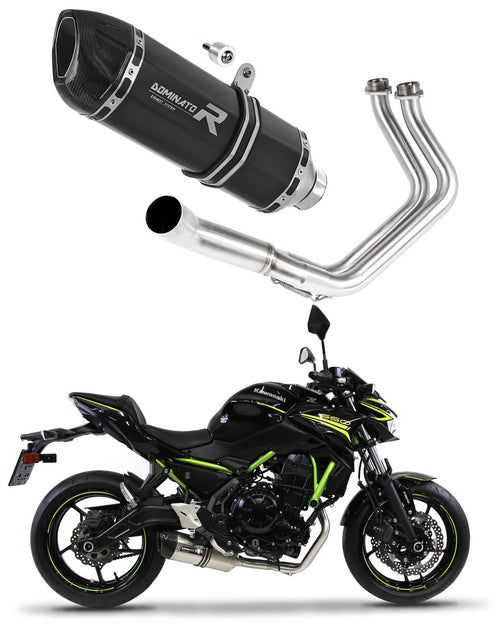 Kawasaki Z650 2017 - 2023 Full Exhaust System Collector Silencer HP1 BLACK + dB killer medium