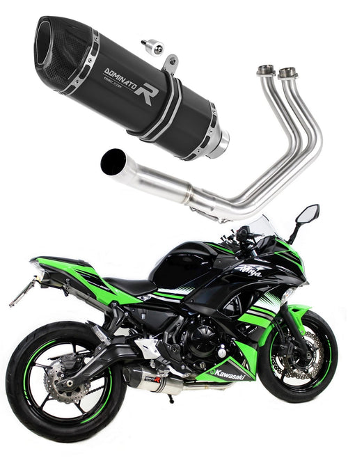 Kawasaki NINJA 650 2017 - 2022 Full Exhaust System Collector Silencer HP1 BLACK + dB killer medium