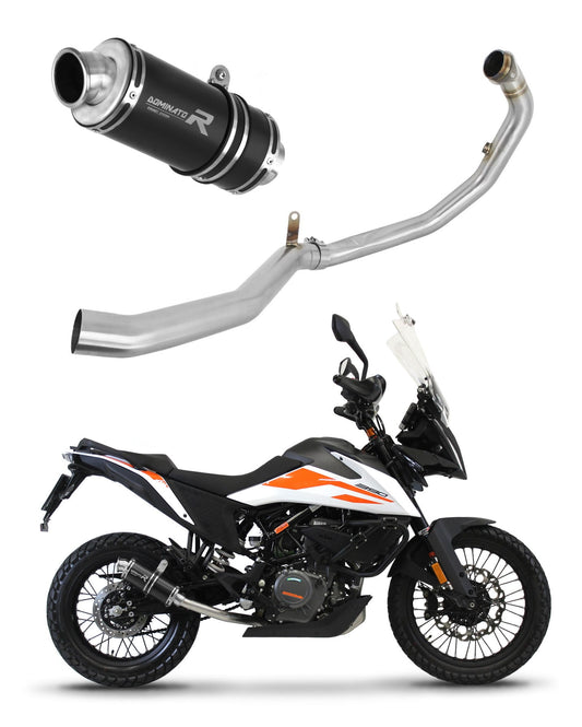 KTM 390 Adventure 2020 - 2024 Full Exhaust System Collector Silencer GP1 BLACK + dB killer medium 20 m. - Dominator motociklo duslintuvas