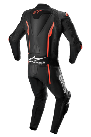 Missile V2 1-Piece Leather Suit - Black Red Fluo