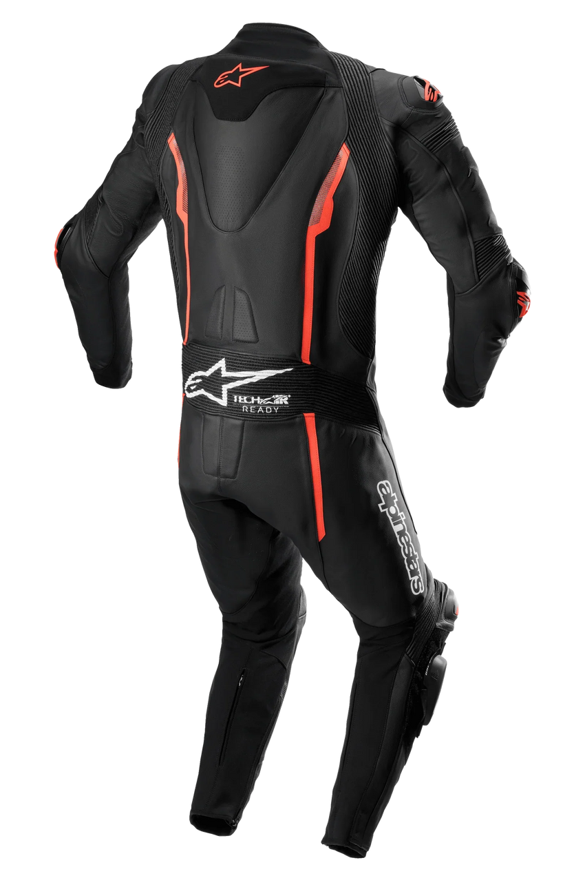 Missile V2 1-Piece Leather Suit - Black Red Fluo