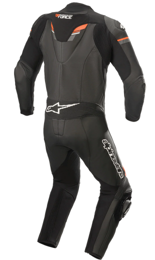 GP Force Chaser Leather 1-Piece Suit - Black Red Fluo