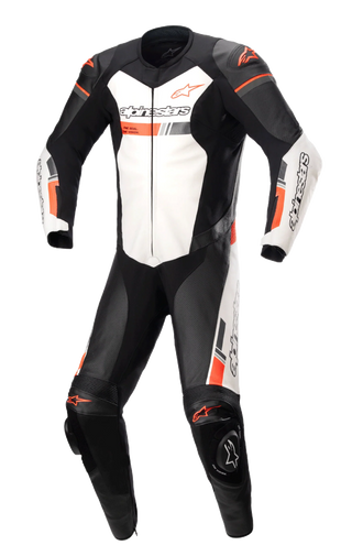 GP Force Chaser Leather 1-Piece Suit - Black White Red Fluo