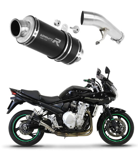 Suzuki GSF 650 BANDIT N / S 2007 - 2016 Exhaust Silencer Muffler GP1 BLACK + dB killer medium 20 m. - Dominator motociklo duslintuvas