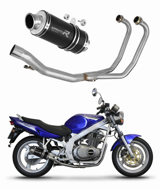 Suzuki GS 500E 1989 - 2009 Full Exhaust System Collector Silencer GP1 BLACK + dB killer medium 19 m. - Dominator motociklo duslintuvas