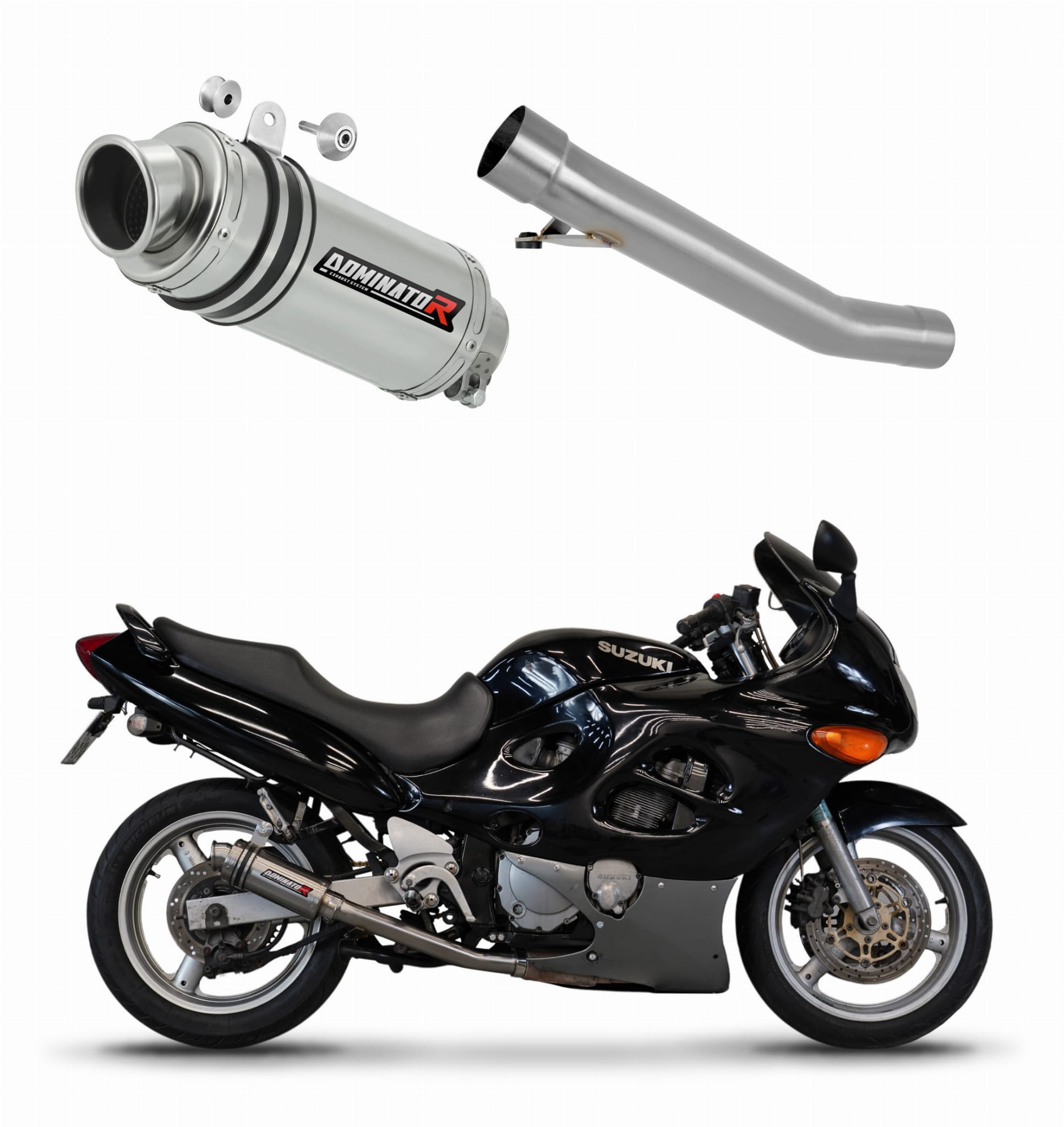 Suzuki GSXF 600 1998 - 2006 Exhaust Silencer Muffler GP1 + dB killer medium 19 m. - Dominator motociklo duslintuvas