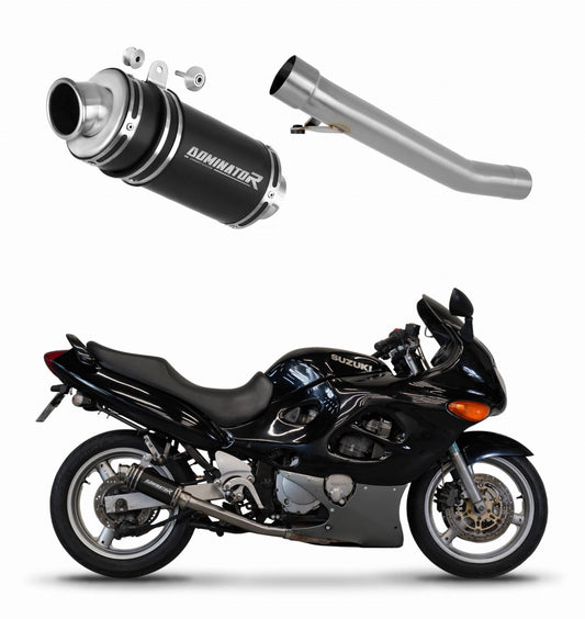 Suzuki GSXF 600 1998 - 2006 Exhaust Silencer Muffler GP1 BLACK + dB killer medium 19 m. - Dominator motociklo duslintuvas
