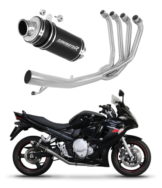 Suzuki GSXF 650 2007 - 2016 Full Exhaust System Collector Silencer GP1 BLACK + dB killer 20 m. - Dominator motociklo duslintuvas