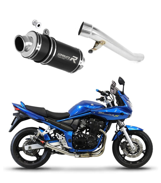 Suzuki GSF 650 BANDIT N / S 2005 - 2006 Exhaust Silencer Muffler GP1 BLACK + dB killer medium 20 m. - Dominator motociklo duslintuvas