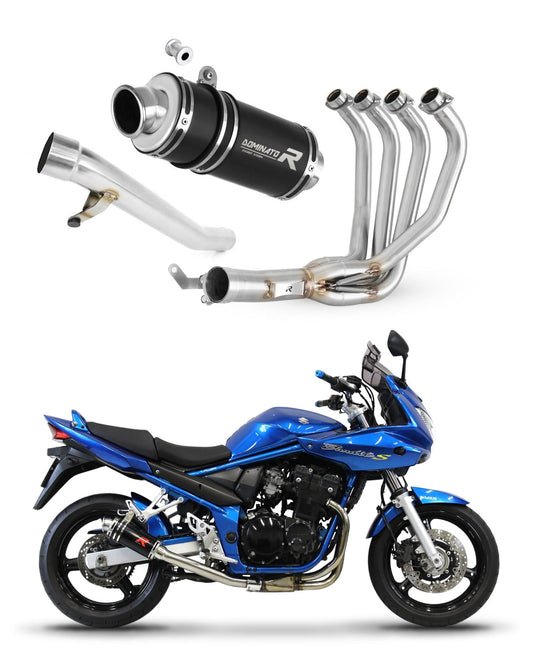 Suzuki GSF 650 BANDIT N / S 2005 - 2006 Full Exhaust System Collector Silencer GP1 BLACK + dB killer medium 20 m. - Dominator motociklo duslintuvas