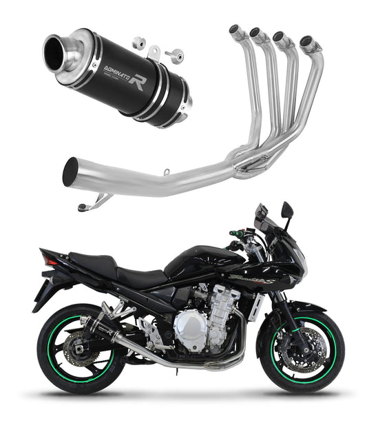 Suzuki GSF 1250 N / S BANDIT 2007 - 2016 Full Exhaust System Collector Silencer GP1 BLACK + dB killer medium 20 m. - Dominator motociklo duslintuvas