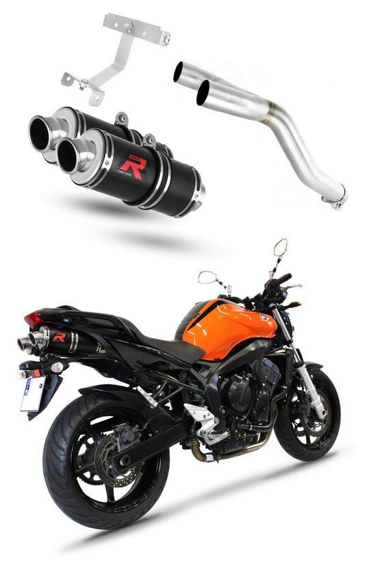 Yamaha FZ6 FAZER 600 S2 2006 - 2010 Exhaust Silencer Muffler GP1 BLACK + dB killer medium 20 m. - Dominator motociklo duslintuvas