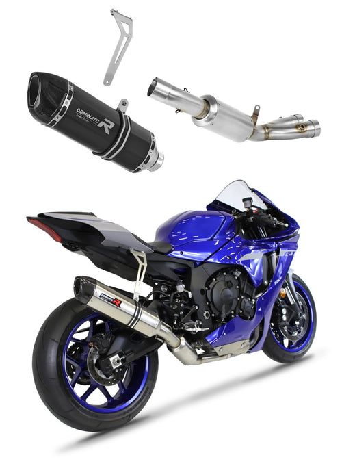 Dominator Yamaha YZF R1 1000 RN65 2020 - 2024 RACE Exhaust System HP1 BLACK Silencer + Medium dB Killer