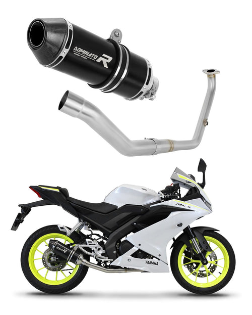 Yamaha YZF R125 2021 - 2024 Full Exhaust System Collector Silencer HP3 BLACK + dB killer medium