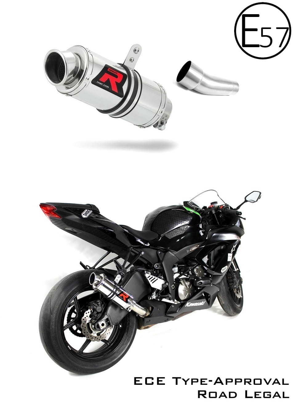Kawasaki ZX6R 636 2009 - 2020 EU Approved Exhaust Silencer GP1 20 m. - Dominator motociklo duslintuvas
