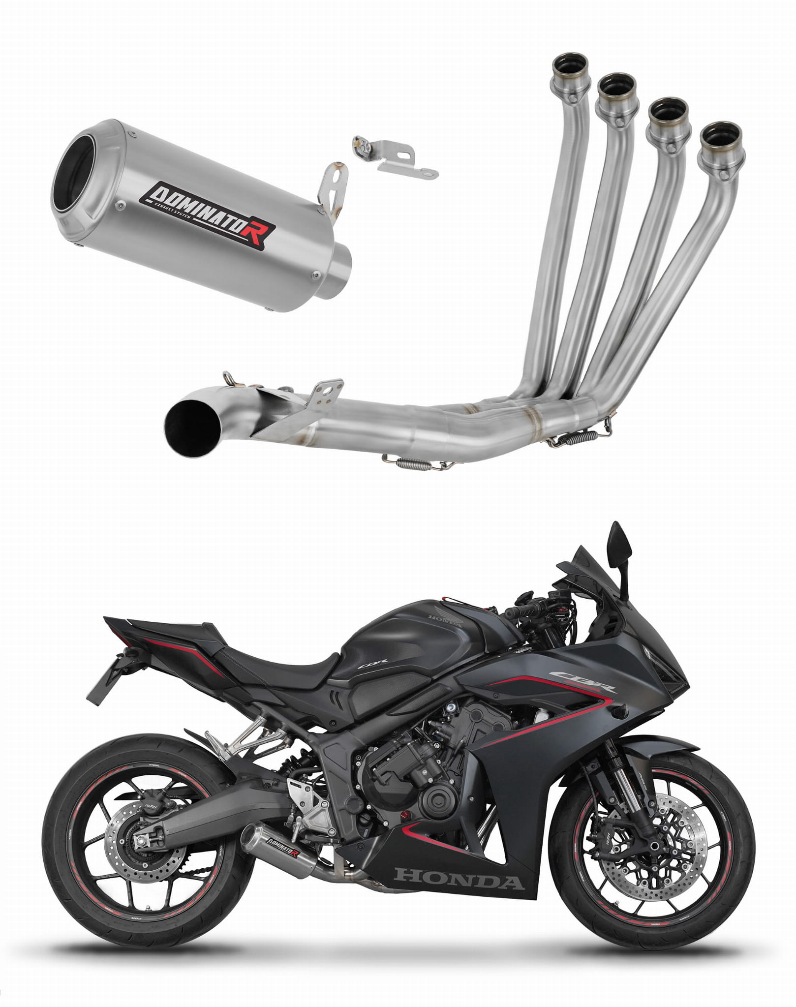Honda CBR 650 R / E-Clutch 2024 - 2025 Full Exhaust System Collector Silencer GP + dB killer 20 m. - Dominator motociklo duslintuvas