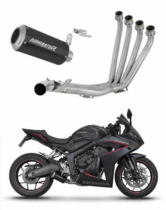 Honda CBR 650 R / E-Clutch 2024 - 2025 Full Exhaust System Collector Silencer GP BLACK + dB killer 20 m. - Dominator motociklo duslintuvas