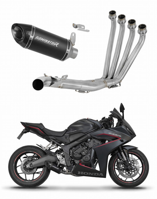 Honda CBR 650 R / E-Clutch 2024 - 2025 Full Exhaust System Collector Silencer HP8 BLACK + dB killer 20 m. - Dominator motociklo duslintuvas