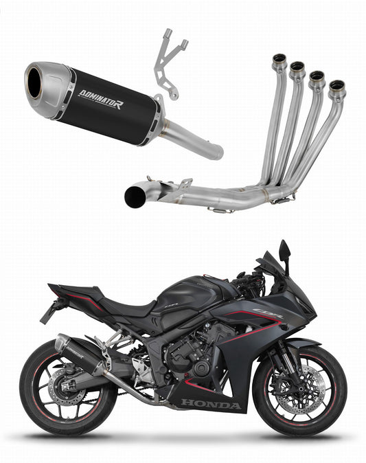 Honda CBR 650 R / E-Clutch 2024 - 2025 Full Exhaust System Collector Silencer S6 BLACK + dB killer 20 m. - Dominator motociklo duslintuvas