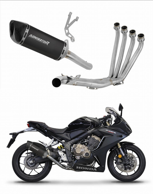 Honda CB 650 R 2019 - 2023 Full Exhaust System Collector Silencer HP6 BLACK + dB killer 20 m. - Dominator motociklo duslintuvas