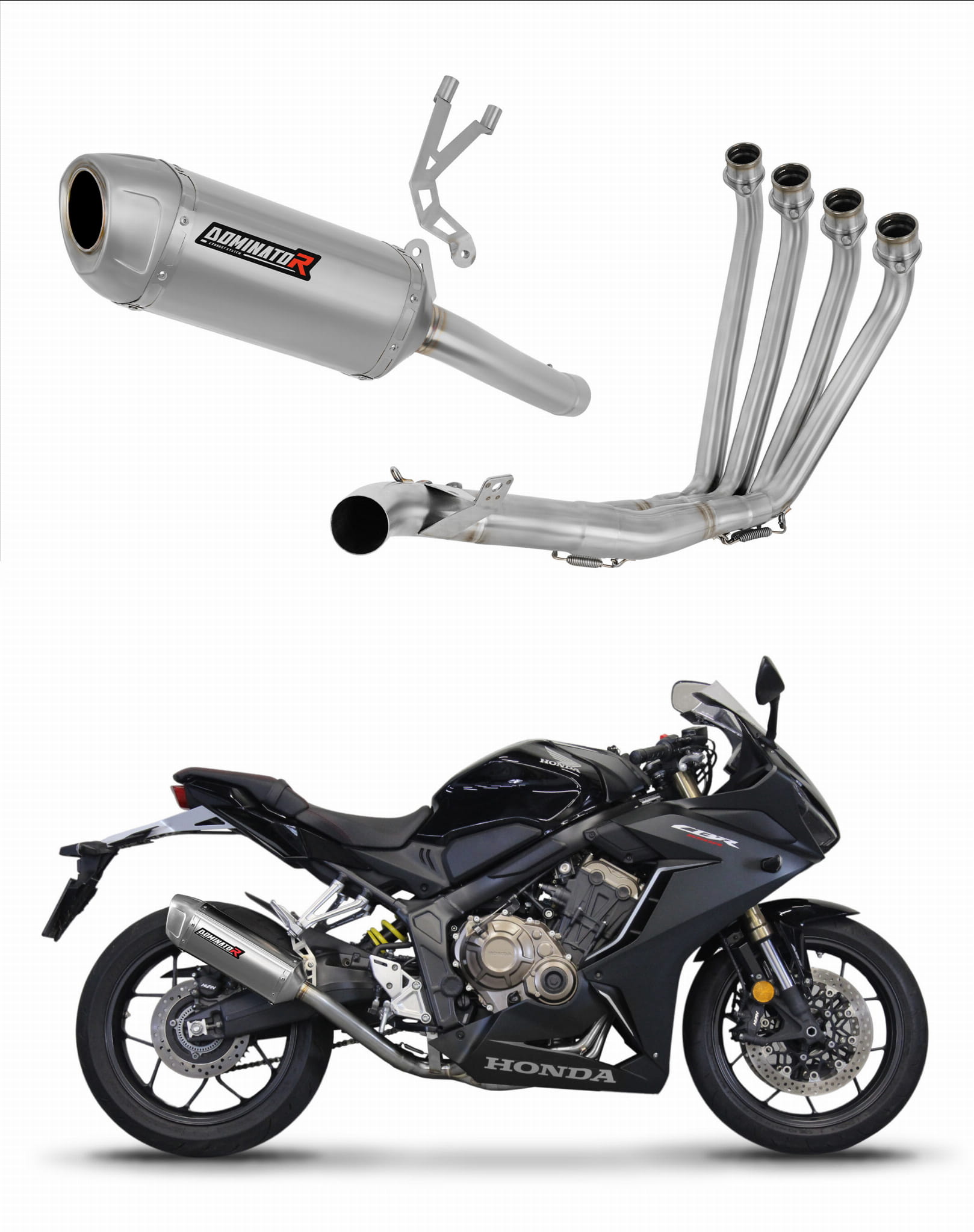 Honda CB 650 R 2019 - 2023 Full Exhaust System Collector Silencer S6 + dB killer 20 m. - Dominator motociklo duslintuvas