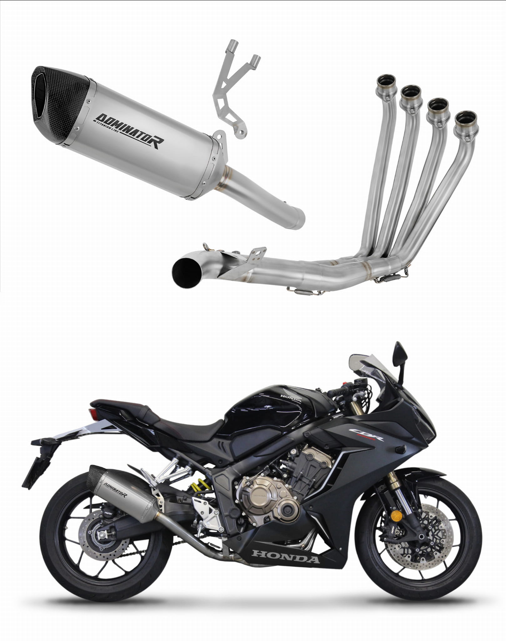 Honda CBR 650 R 2019 - 2023 Full Exhaust System Collector Silencer Titanium HP6 + dB killer 20 m. - Dominator motociklo duslintuvas