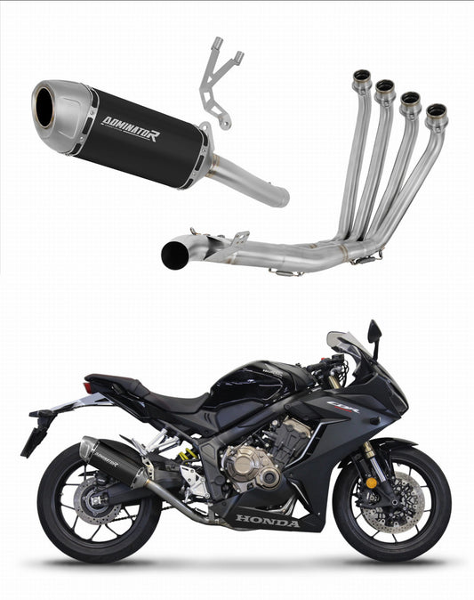Honda CBR 650 R 2019 - 2023 Full Exhaust System Collector Silencer S6 BLACK + dB killer 20 m. - Dominator motociklo duslintuvas