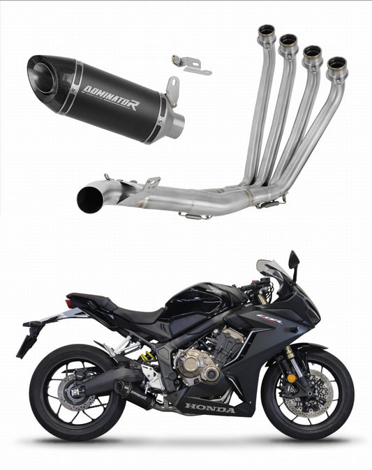 Honda CBR 650 R 2019 - 2023 Full Exhaust System Collector Silencer HP8 BLACK + dB killer 20 m. - Dominator motociklo duslintuvas
