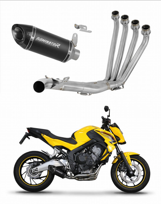 Honda CBR 650 F 2014 - 2018 Full Exhaust System Collector Silencer HP8 BLACK + dB killer 20 m. - Dominator motociklo duslintuvas