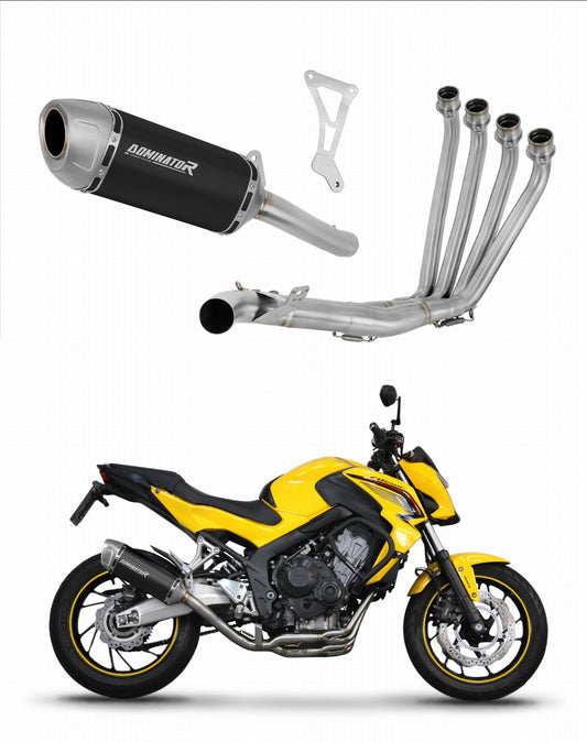 Honda CBR 650 F 2014 - 2018 Full Exhaust System Collector Silencer S6 BLACK + dB killer 20 m. - Dominator motociklo duslintuvas