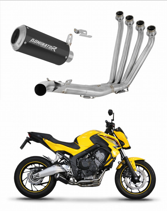 Honda CBR 650 F 2014 - 2018 Full Exhaust System Collector Silencer GP BLACK + dB killer medium 20 m. - Dominator motociklo duslintuvas